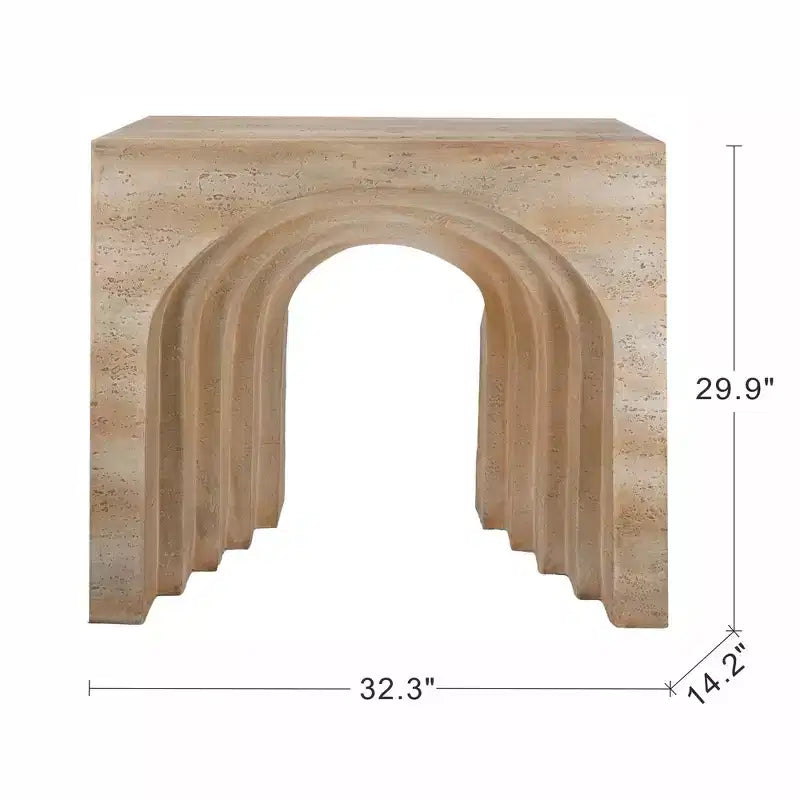 GDFStudio Jungkook Console scultpurelle en béton léger moderne avec finition aspect travertin