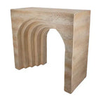 GDFStudio Jungkook Console scultpurelle en béton léger moderne avec finition aspect travertin