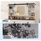 Coiffeuse avec miroir LED, Table de maquillage avec station de recharge, Tiroirs et tabouret de rangement, Coiffeuse moderne blanche pour chambre à coucher