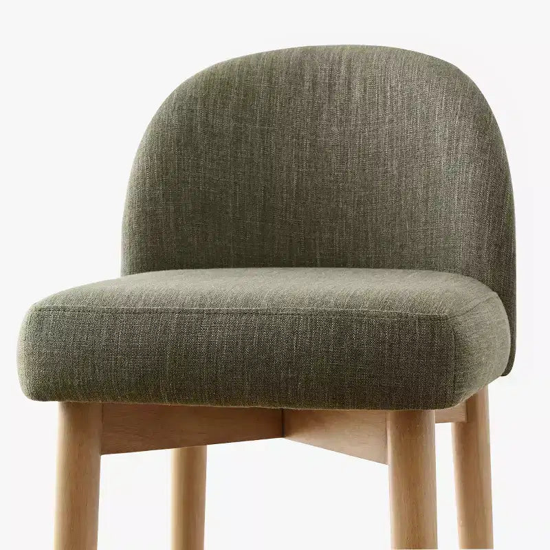 Lot de 3 tabourets de comptoir en lin avec dossier, pieds en bois massif, hauteur d'assise 63,5 cm, pour îlot de cuisine, bar - Panipeachy