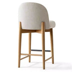 Lot de 3 tabourets de comptoir en lin avec dossier, pieds en bois massif, hauteur d'assise 63,5 cm, pour îlot de cuisine, bar - Panipeachy