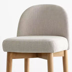 Lot de 3 tabourets de comptoir en lin avec dossier, pieds en bois massif, hauteur d'assise 63,5 cm, pour îlot de cuisine, bar - Panipeachy