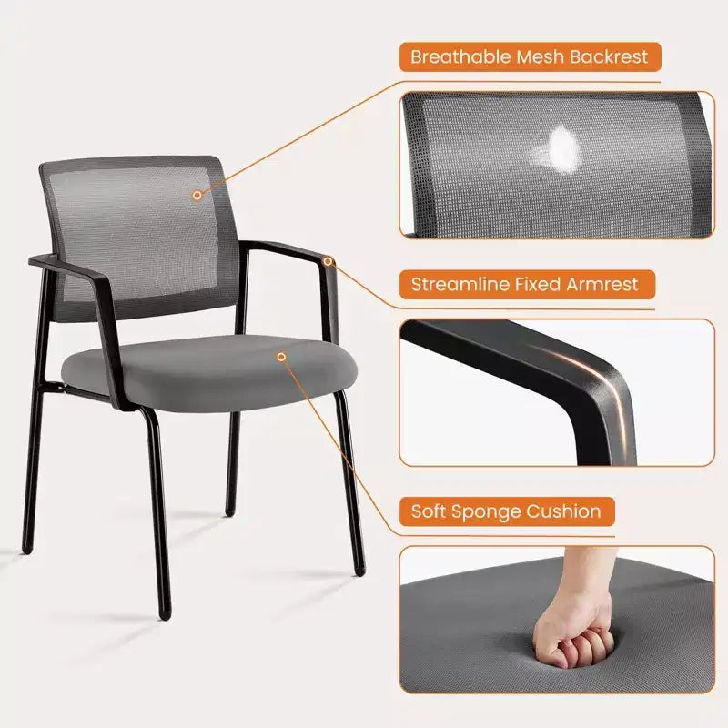 MAYEERTY Chaises empilables en maille à dossier, chaises empilables en métal robuste en tissu rembourré