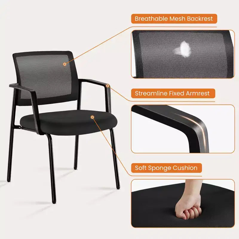 MAYEERTY Chaises empilables en maille à dossier, chaises empilables en métal robuste en tissu rembourré