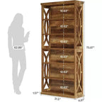 Bibliothèque Lantine de 71 pouces à 6 niveaux, étagère industrielle haute en bois pour bureau à domicile, salon, chambre, marron rustique