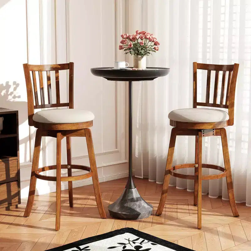 Lot de 2 tabourets de bar pivotants Costway 77,5 cm avec dossier et repose-pieds rembourrés pour pub