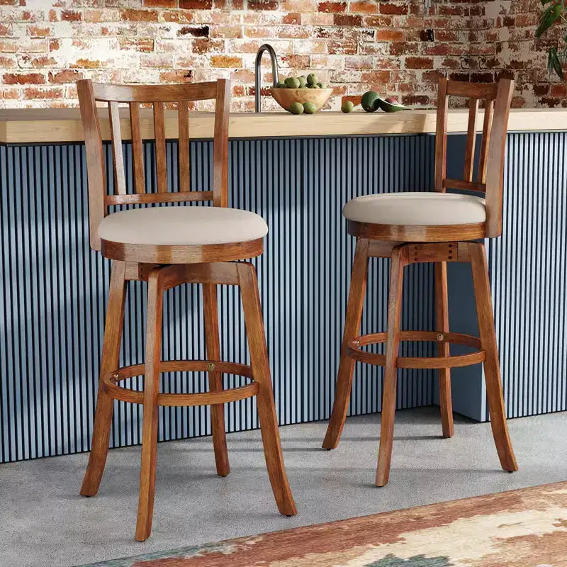 Lot de 2 tabourets de bar pivotants Costway 77,5 cm avec dossier et repose-pieds rembourrés pour pub