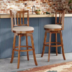 Lot de 2 tabourets de bar pivotants Costway 77,5 cm avec dossier et repose-pieds rembourrés pour pub