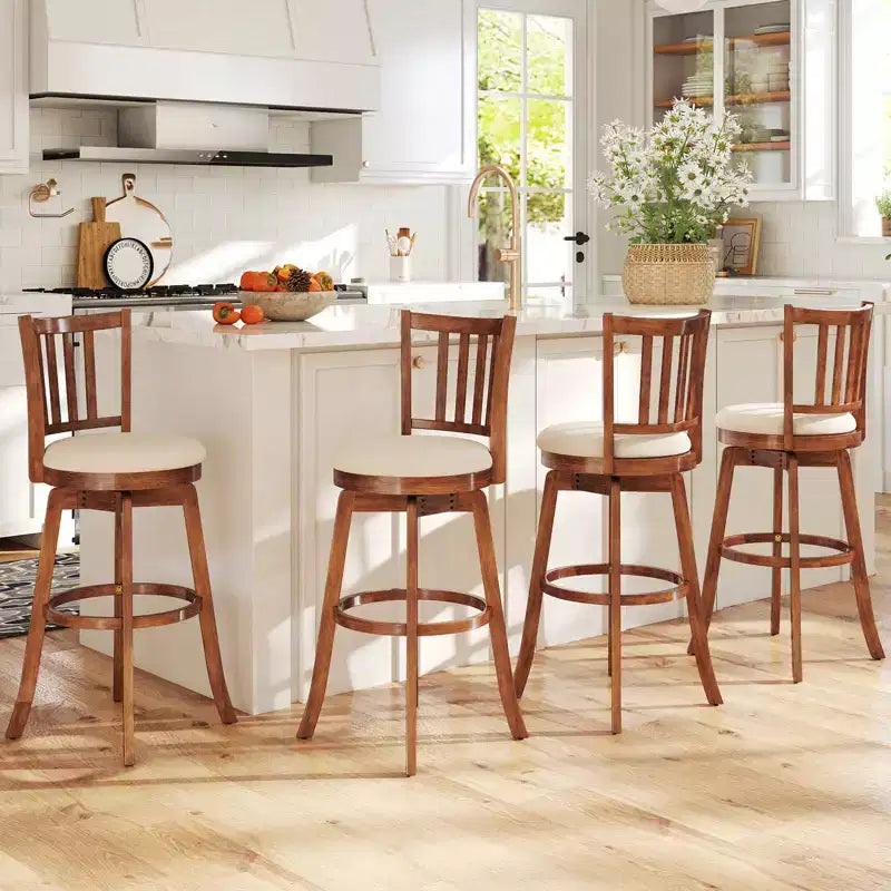 Lot de 2 tabourets de bar pivotants Costway 77,5 cm avec dossier et repose-pieds rembourrés pour pub