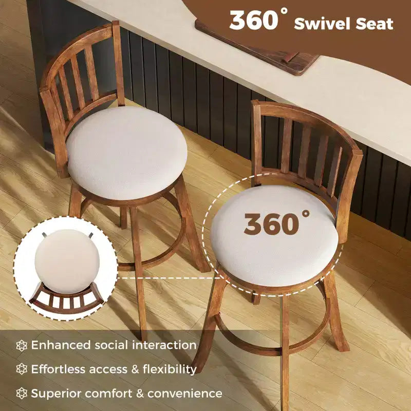 Lot de 2 tabourets de bar pivotants Costway 77,5 cm avec dossier et repose-pieds rembourrés pour pub