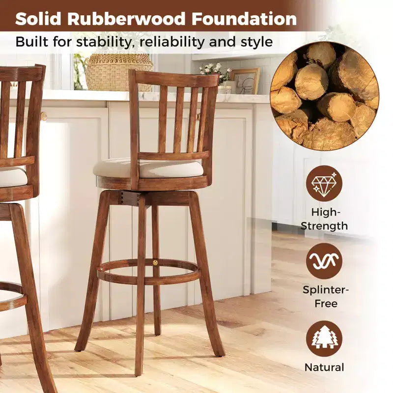 Lot de 2 tabourets de bar pivotants Costway 77,5 cm avec dossier et repose-pieds rembourrés pour pub