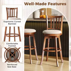 Lot de 2 tabourets de bar pivotants Costway 77,5 cm avec dossier et repose-pieds rembourrés pour pub