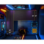 BALHAM TRADE-Bureau de jeu avec prises de courant, lumières LED, 109 cm, réversible, avec étagères et sac de rangement