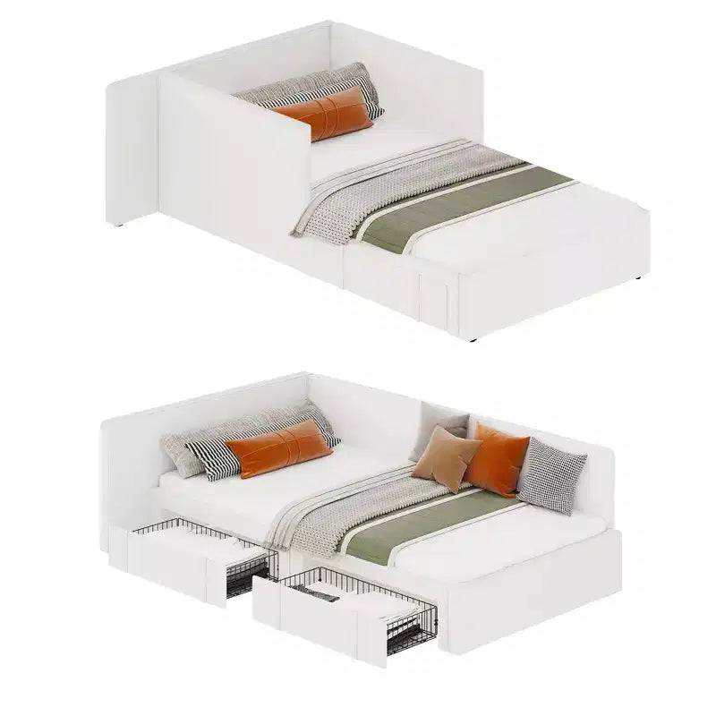 Lit de repos capitonné simple avec tête de lit et longerons – Canapé-lit peu encombrant pour chambre à coucher, salon ou chambre d'amis, montage facile