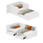 Lit de repos capitonné simple avec tête de lit et longerons – Canapé-lit peu encombrant pour chambre à coucher, salon ou chambre d'amis, montage facile