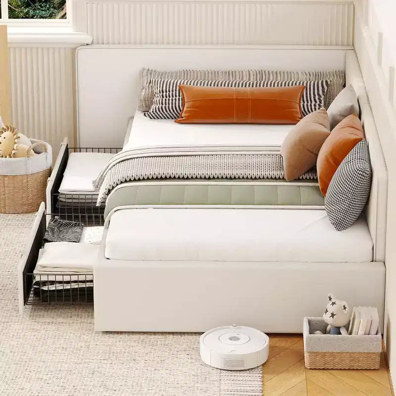 Lit de repos capitonné simple avec tête de lit et longerons – Canapé-lit peu encombrant pour chambre à coucher, salon ou chambre d'amis, montage facile