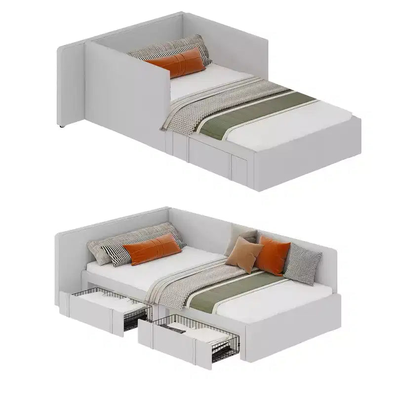 Lit de repos capitonné simple avec tête de lit et longerons – Canapé-lit peu encombrant pour chambre à coucher, salon ou chambre d'amis, montage facile