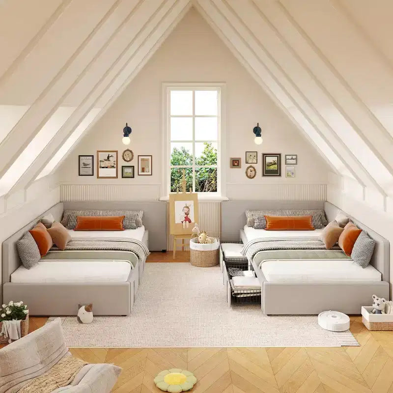 Lit de repos capitonné simple avec tête de lit et longerons – Canapé-lit peu encombrant pour chambre à coucher, salon ou chambre d'amis, montage facile