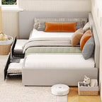 Lit de repos capitonné simple avec tête de lit et longerons – Canapé-lit peu encombrant pour chambre à coucher, salon ou chambre d'amis, montage facile