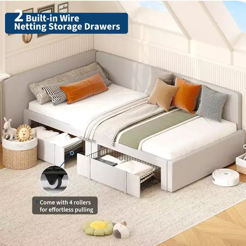 Lit de repos capitonné simple avec tête de lit et longerons – Canapé-lit peu encombrant pour chambre à coucher, salon ou chambre d'amis, montage facile