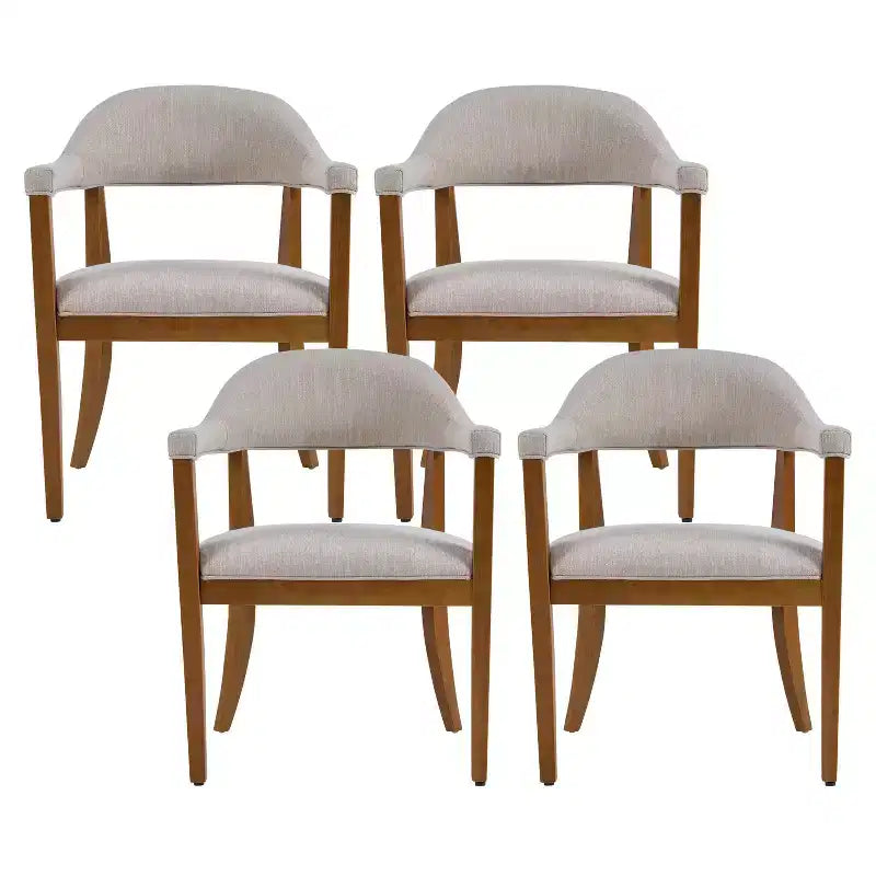 Christopher Knight Home Seokjin Chaises de salle à manger modernes rembourrées en bois d'hévéa avec accoudoirs (lot de 4)