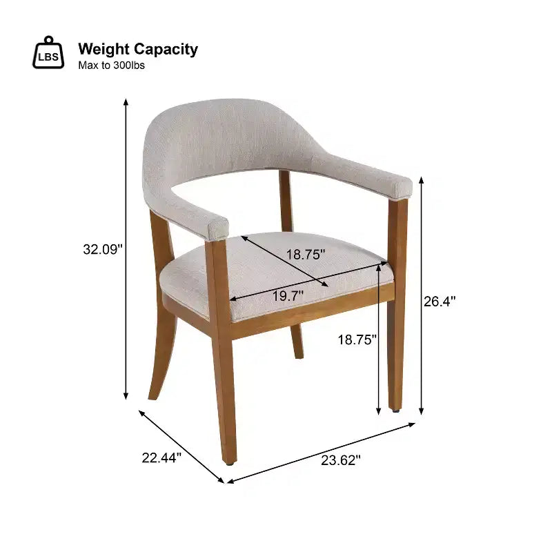 Christopher Knight Home Seokjin Chaises de salle à manger modernes rembourrées en bois d'hévéa avec accoudoirs (lot de 4)