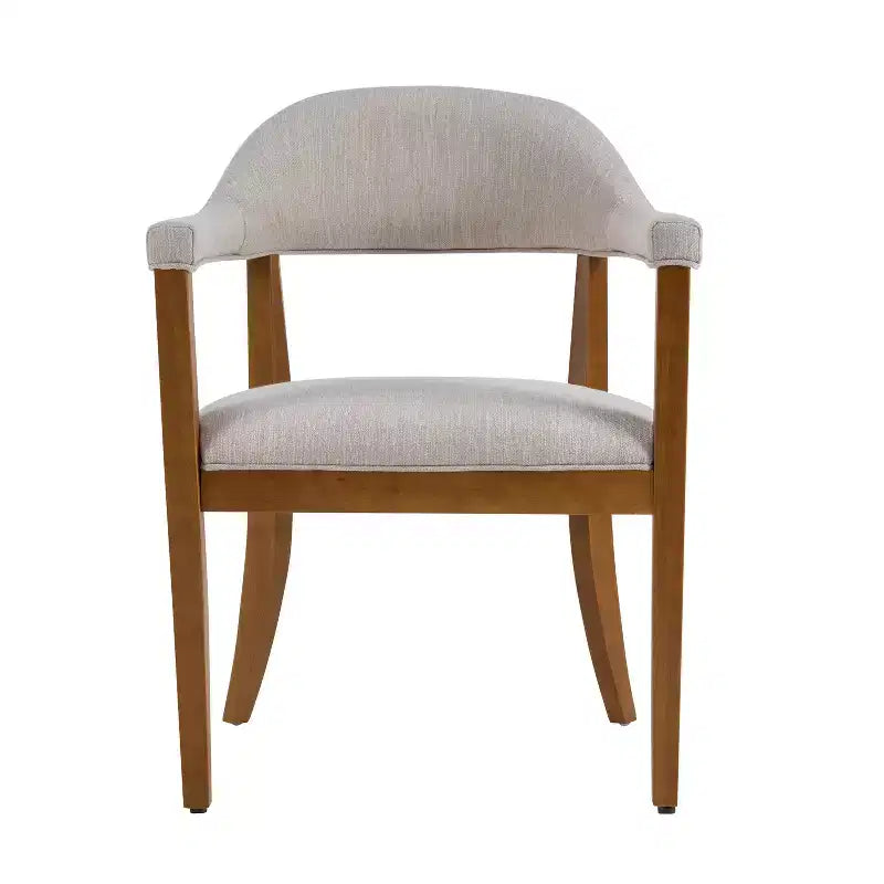 Christopher Knight Home Seokjin Chaises de salle à manger modernes rembourrées en bois d'hévéa avec accoudoirs (lot de 4)