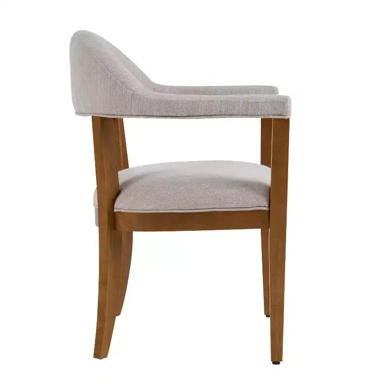 Christopher Knight Home Seokjin Chaises de salle à manger modernes rembourrées en bois d'hévéa avec accoudoirs (lot de 4)