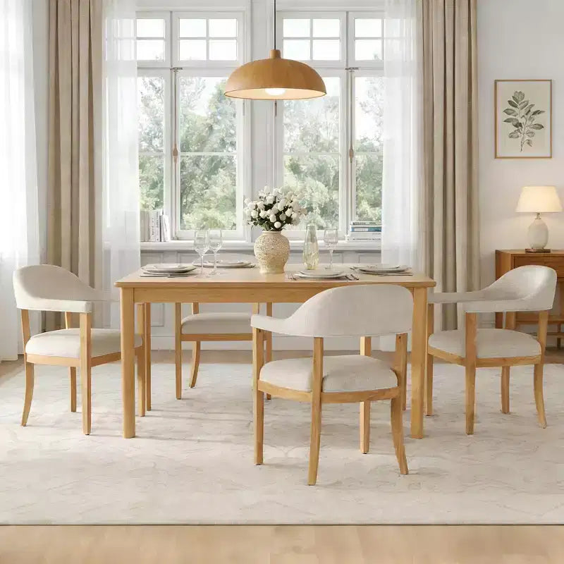 Christopher Knight Home Seokjin Chaises de salle à manger modernes rembourrées en bois d'hévéa avec accoudoirs (lot de 4)