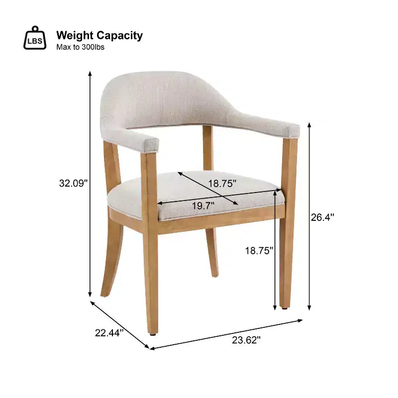 Christopher Knight Home Seokjin Chaises de salle à manger modernes rembourrées en bois d'hévéa avec accoudoirs (lot de 4)