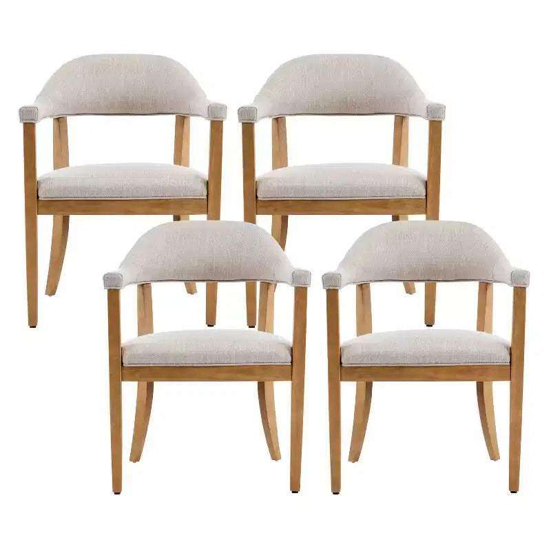 Christopher Knight Home Seokjin Chaises de salle à manger modernes rembourrées en bois d'hévéa avec accoudoirs (lot de 4)