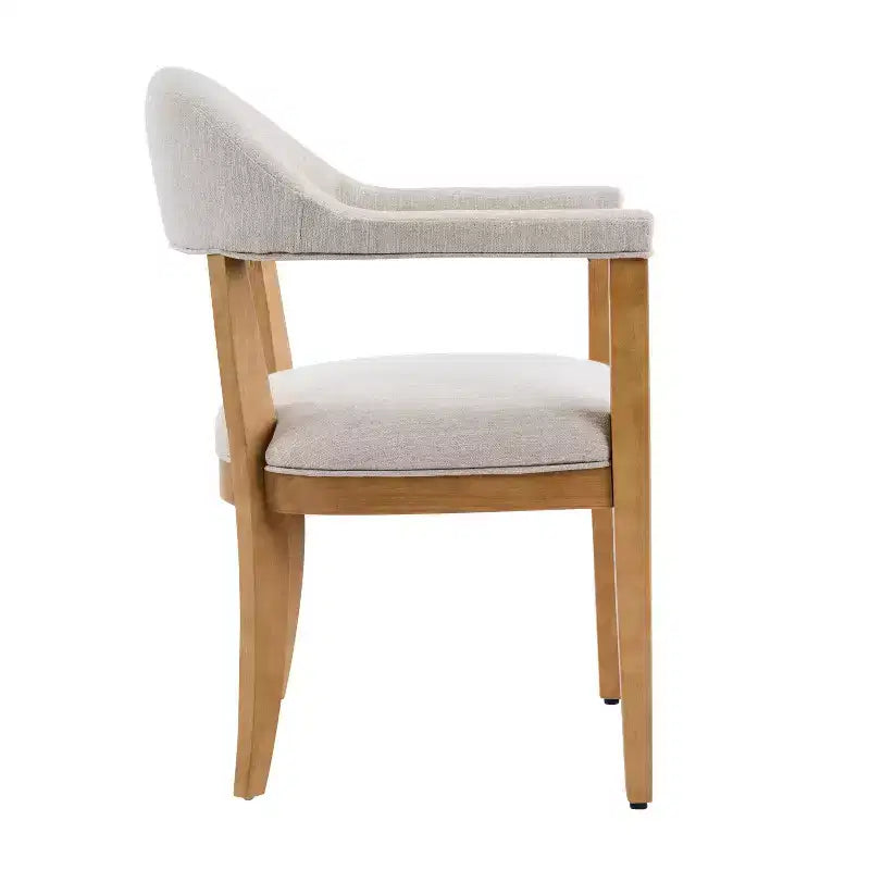 Christopher Knight Home Seokjin Chaises de salle à manger modernes rembourrées en bois d'hévéa avec accoudoirs (lot de 4)