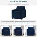 MAYEERTY Canapé-lit convertible rembourré avec poches latérales et panier de rangement pour salon, bleu