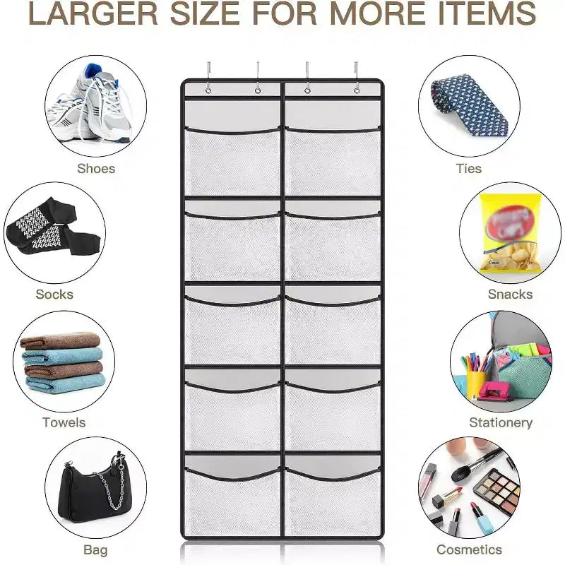 Sac de Rangement Suspendu en Tissu Non-Tissé, Organisateur Mural à 10 Compartiments, Gris, pour Porte de Placard ou de Chambre