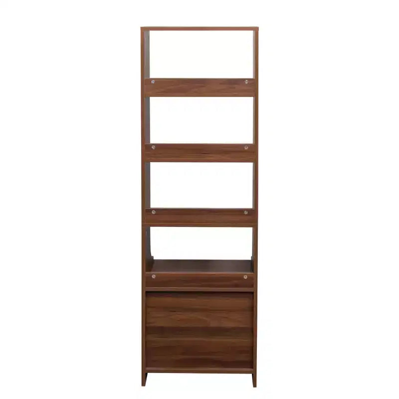 Table de chevet JVNOXK de 45,7 cm avec étagère à livres, dotée de deux tiroirs de rangement. Meuble de rangement vertical avec structure en bois, finition noyer