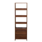 Table de chevet JVNOXK de 45,7 cm avec étagère à livres, dotée de deux tiroirs de rangement. Meuble de rangement vertical avec structure en bois, finition noyer