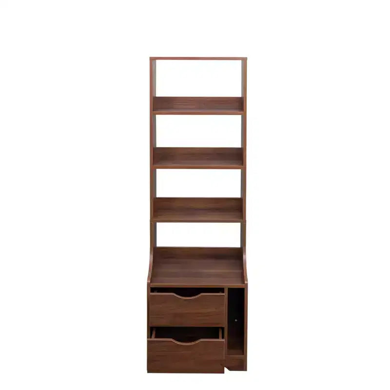 Table de chevet JVNOXK de 45,7 cm avec étagère à livres, dotée de deux tiroirs de rangement. Meuble de rangement vertical avec structure en bois, finition noyer