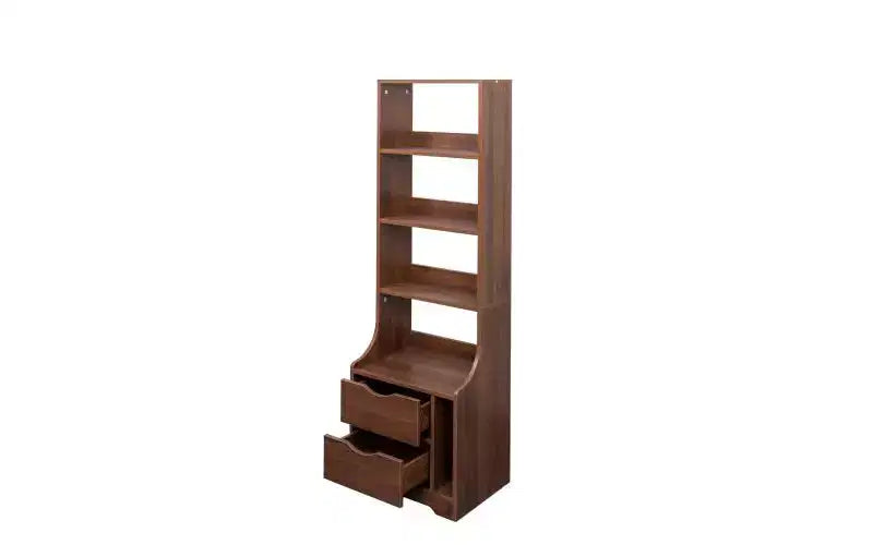 Table de chevet JVNOXK de 45,7 cm avec étagère à livres, dotée de deux tiroirs de rangement. Meuble de rangement vertical avec structure en bois, finition noyer