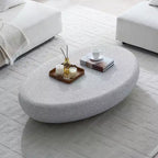 Table basse ovale moderne Table centrale vintage Table de canapé, sans assemblage, Gris pierre mat - ModernLuxe