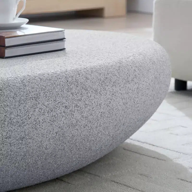 Table basse ovale moderne Table centrale vintage Table de canapé, sans assemblage, Gris pierre mat - ModernLuxe