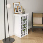 JVNOXK Meuble à vin modulaire de 17 pouces, buffet en MDF finition foncée, capacité de 32 bouteilles de vin, convient aux salons et salles à manger, blanc
