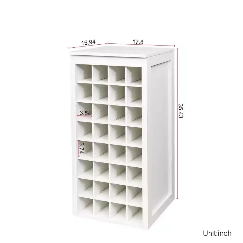 JVNOXK Meuble à vin modulaire de 17 pouces, buffet en MDF finition foncée, capacité de 32 bouteilles de vin, convient aux salons et salles à manger, blanc