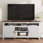 Meuble TV de ferme pour téléviseurs de 63 pouces, meuble de divertissement avec armoires de rangement et étagères, portes d'armoire pour salon ou chambre à coucher