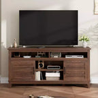 Meuble TV de ferme pour téléviseurs de 63 pouces, meuble de divertissement avec armoires de rangement et étagères, portes d'armoire pour salon ou chambre à coucher