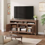 Farmhouse TV Stand for 63 TVs, Entertainment Center with Storage Cabinets & Shelves, Cabinet Doors for Living Room or Bedroom