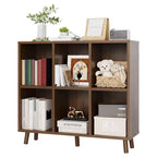 Cube Bookshelf, 6 Cube Storage Organizer Shelf, Freestanding Open Bookcase, Display Cabinet Organizer with Base, for Living Room, Bedroom, Home