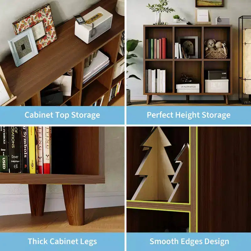 Étagère cube, étagère de rangement à 6 compartiments, bibliothèque ouverte autoportante, meuble de rangement avec base, pour salon, chambre, maison