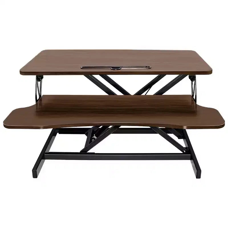 NAYSAYE Bureau réglable en hauteur, convertisseur de table d'appoint, poste de travail assis-debout pour la maison et le bureau, double moniteur pour ordinateur portable, marron et noir, 32 x 16,5 x 26