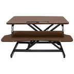 NAYSAYE Bureau réglable en hauteur, convertisseur de table d'appoint, poste de travail assis-debout pour la maison et le bureau, double moniteur pour ordinateur portable, marron et noir, 32 x 16,5 x 26