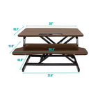 NAYSAYE Bureau réglable en hauteur, convertisseur de table d'appoint, poste de travail assis-debout pour la maison et le bureau, double moniteur pour ordinateur portable, marron et noir, 32 x 16,5 x 26